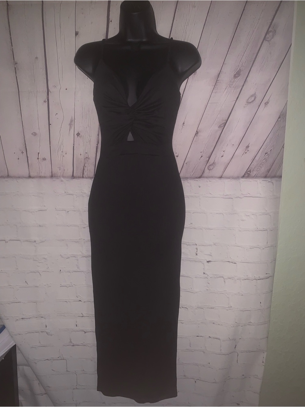 Black Twist-Front Sleeveless Maxi Dress